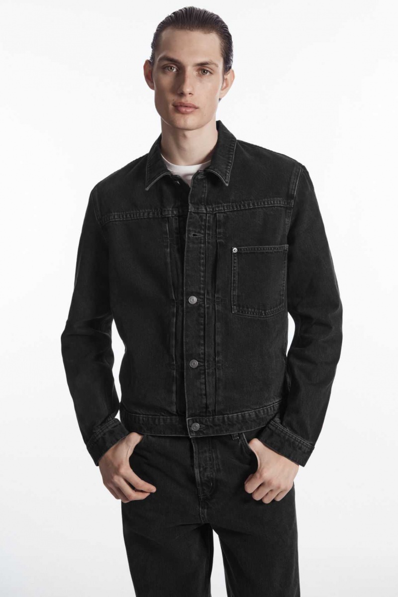 WASHED BLACK COS BOXY DENIM JACKET | DSA-389206