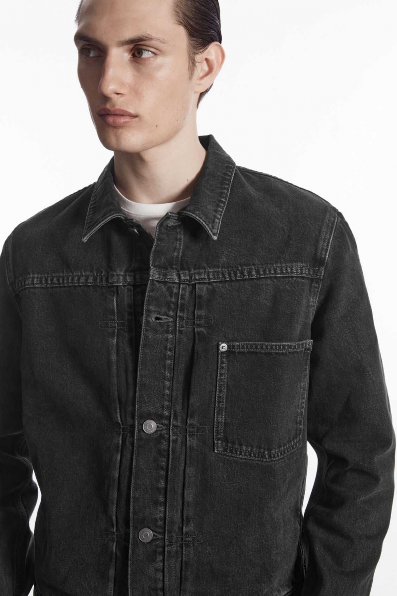 WASHED BLACK COS BOXY DENIM JACKET | DSA-389206