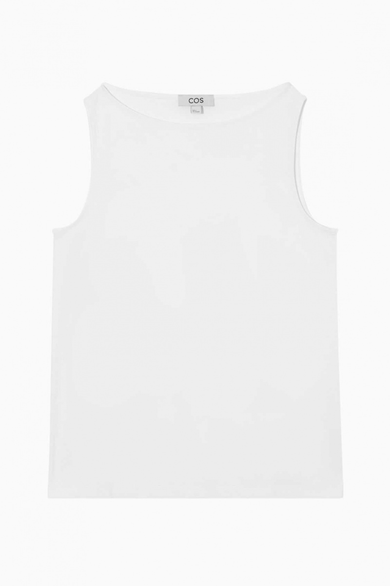 WHITE COS BOAT-NECK TANK TOP | SQA-652384