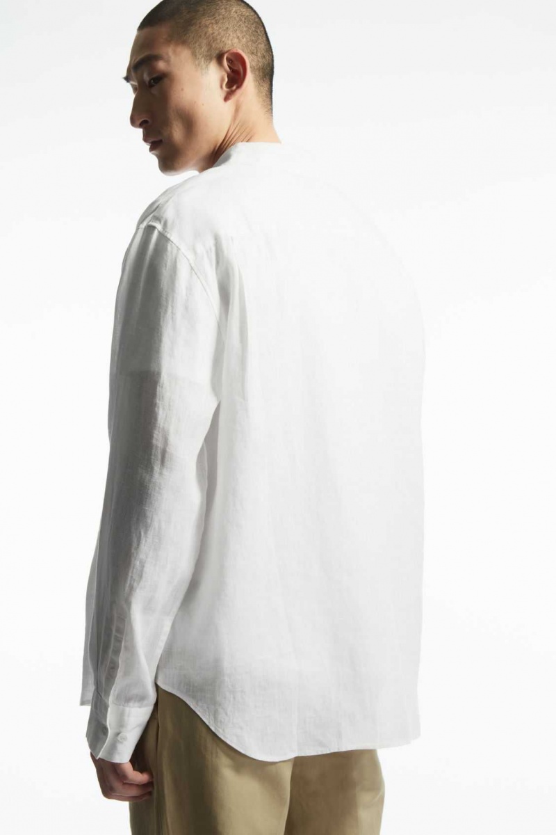 WHITE COS CURVED-HEM LINEN SHIRT | AFR-320785