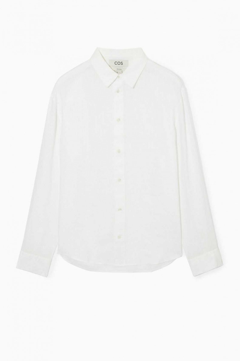 WHITE COS CURVED-HEM LINEN SHIRT | AFR-320785