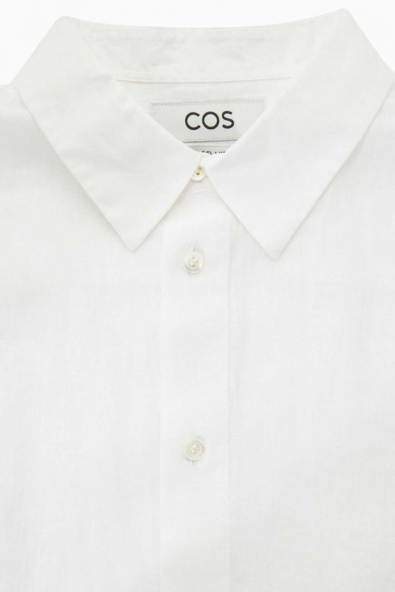 WHITE COS CURVED-HEM LINEN SHIRT | AFR-320785