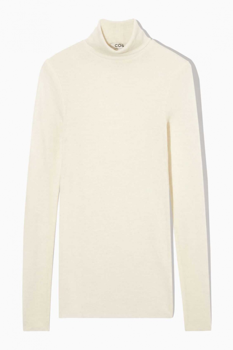 WHITE COS MERINO WOOL TURTLENECK TOP | CHO-730296