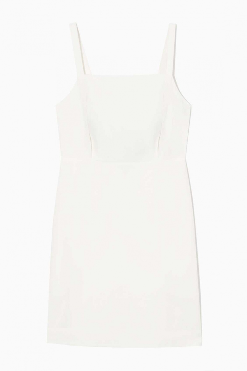 WHITE COS OPEN-BACK MINI PINAFORE DRESS | JNZ-635219