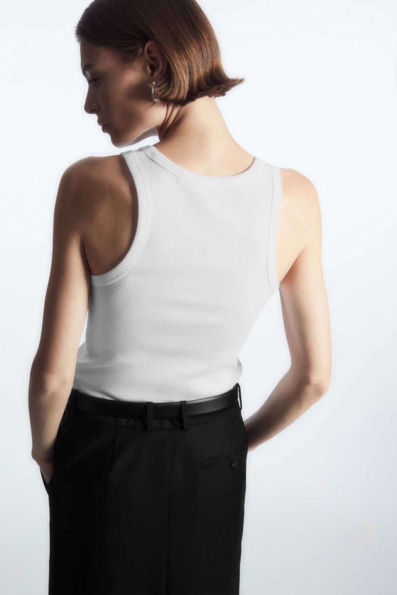 WHITE COS RIBBED TANK TOP | ESA-764821