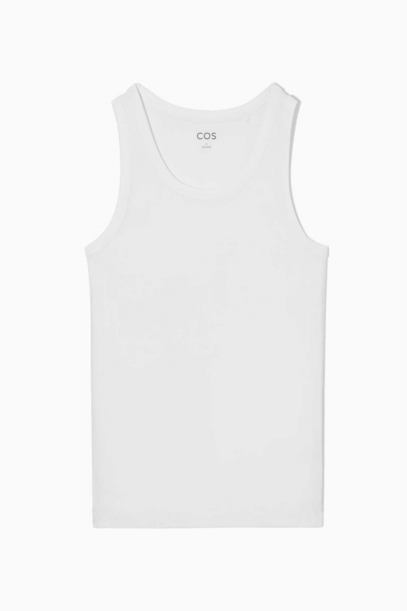 WHITE COS RIBBED TANK TOP | ESA-764821