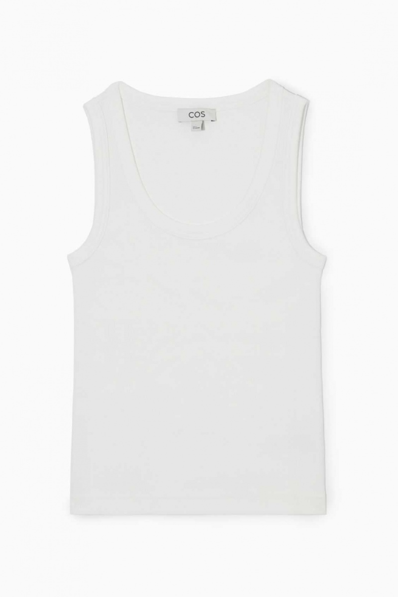 WHITE COS SCOOP-NECK RIBBED TANK TOP | ZGN-821795