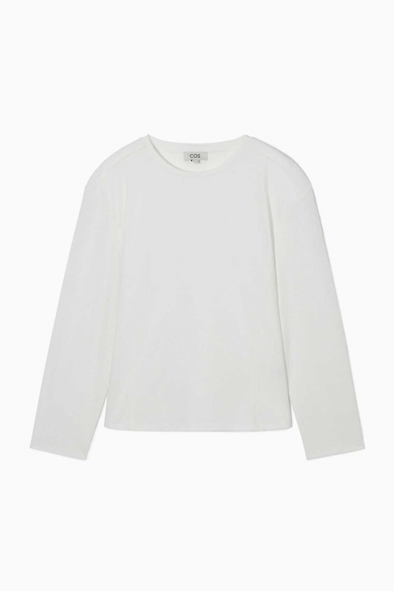 WHITE COS WAISTED LONG-SLEEVED TOP | TGL-134059