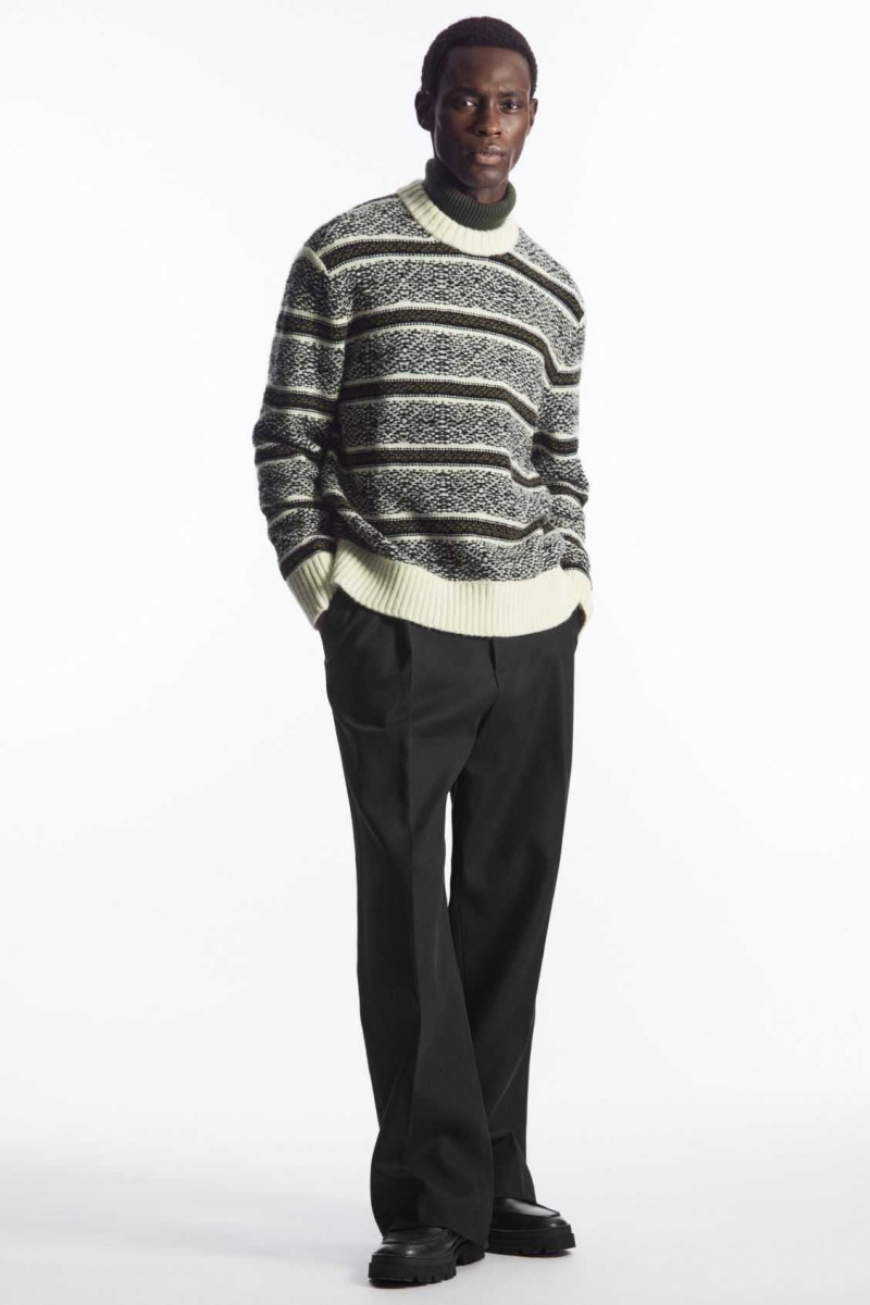 WHITE / BLACK COS FAIR ISLE WOOL SWEATER | LEX-970284