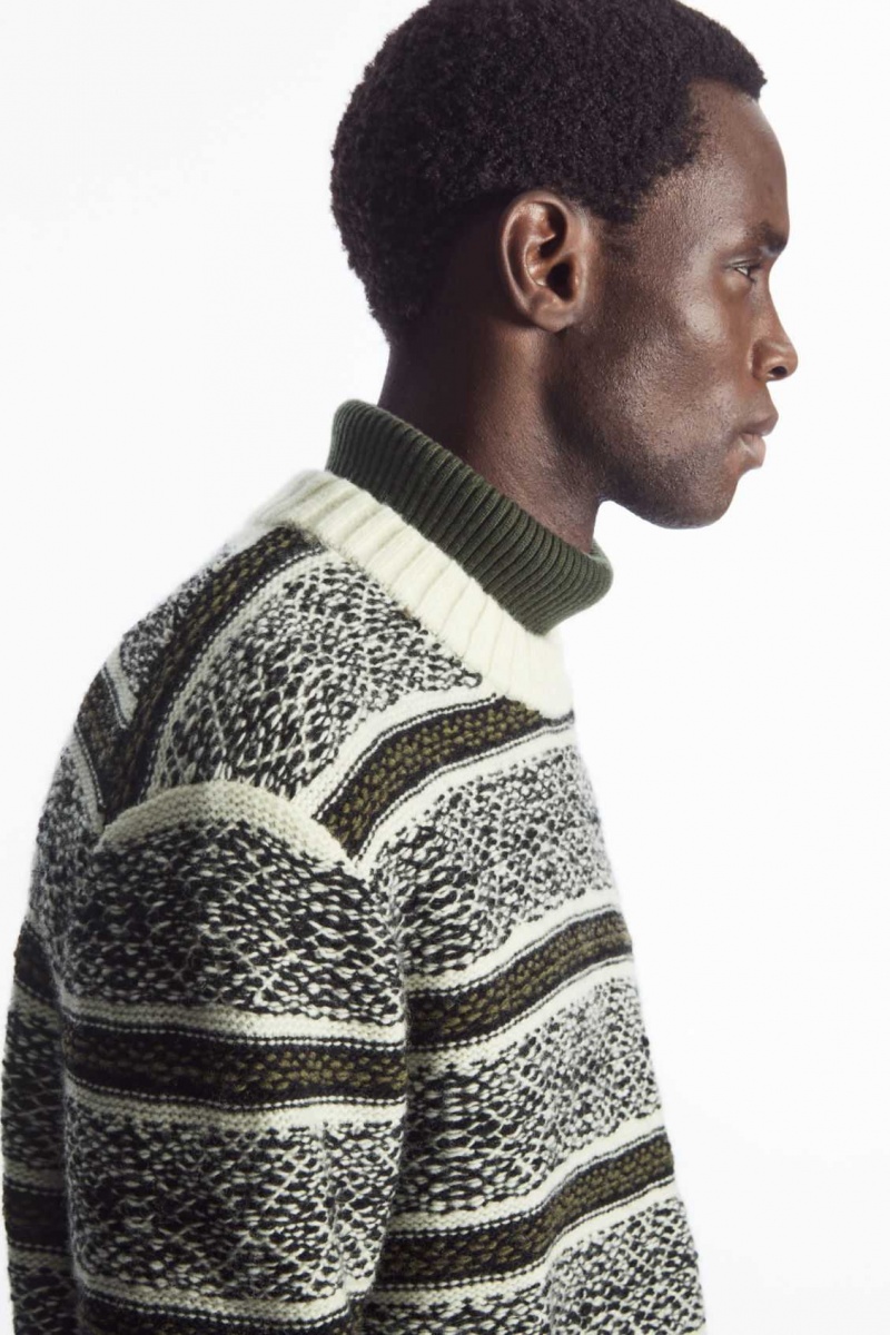 WHITE / BLACK COS FAIR ISLE WOOL SWEATER | LEX-970284