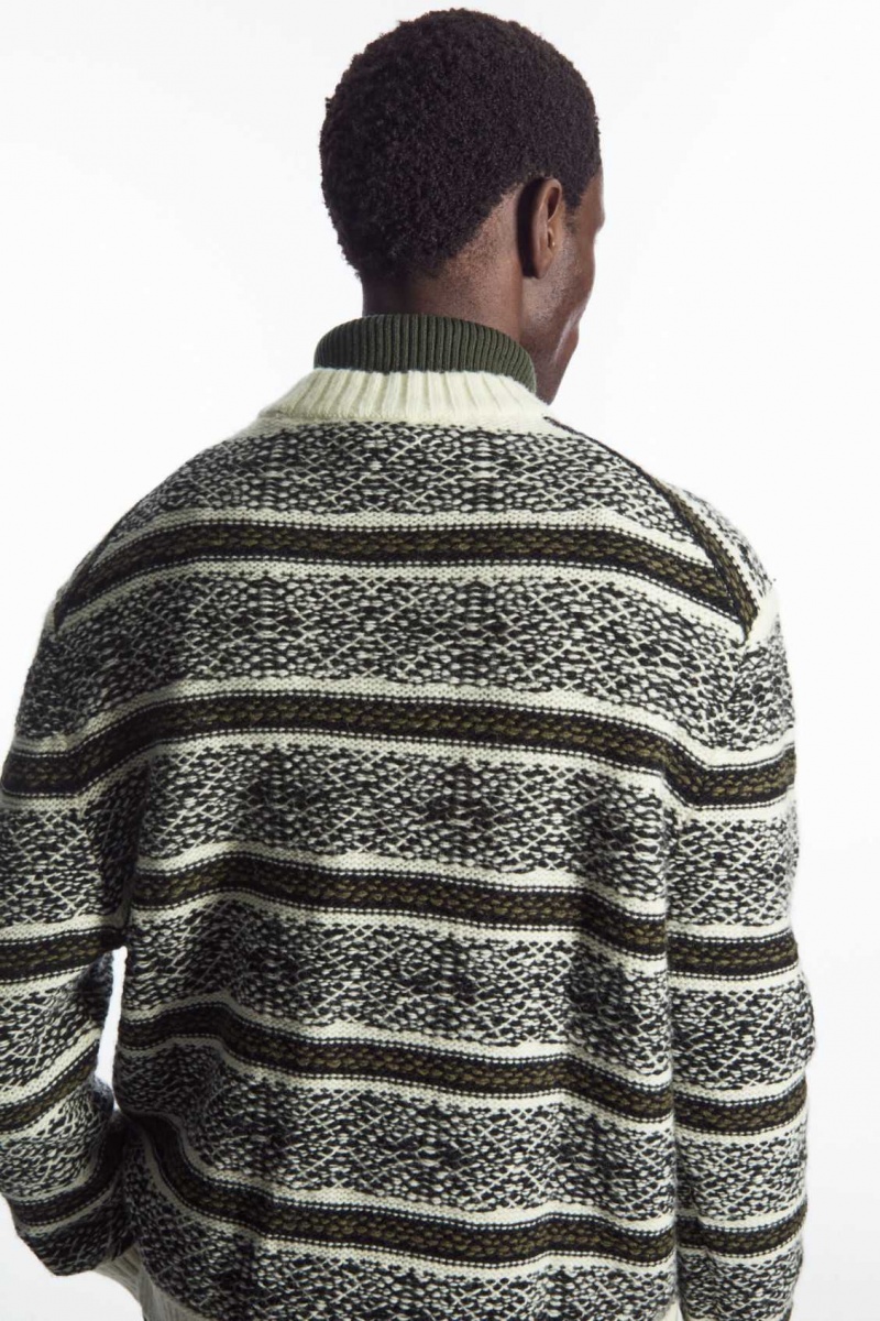 WHITE / BLACK COS FAIR ISLE WOOL SWEATER | LEX-970284