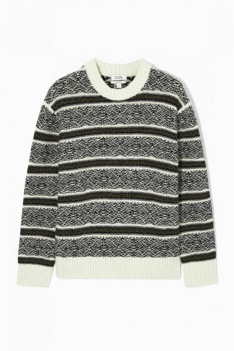 WHITE / BLACK COS FAIR ISLE WOOL SWEATER | LEX-970284