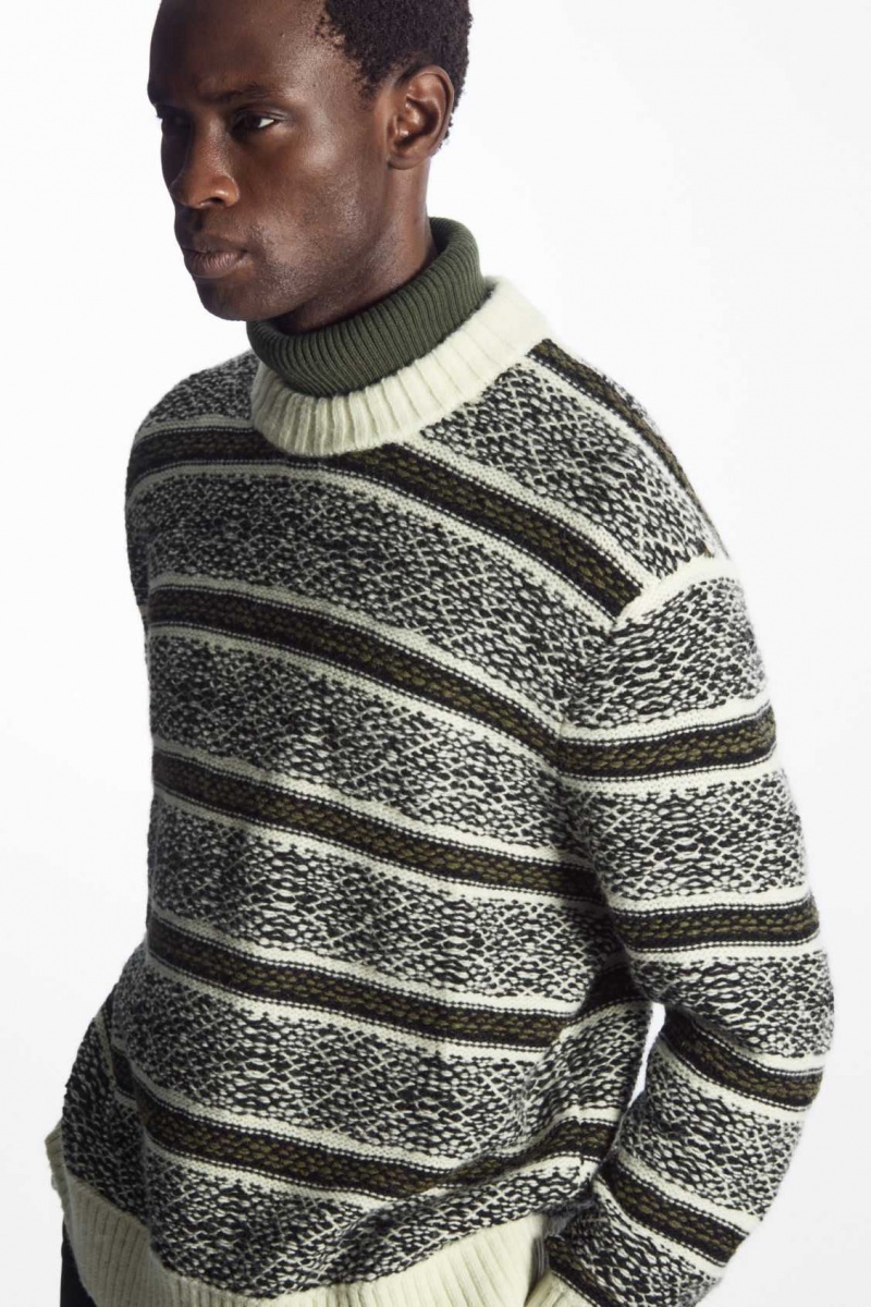 WHITE / BLACK COS FAIR ISLE WOOL SWEATER | LEX-970284