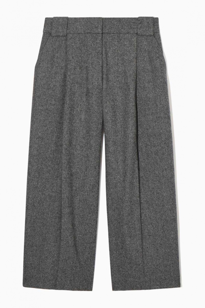 WHITE / BLACK COS TAILORED WOOL-FLANNEL CULOTTES | EMN-125963