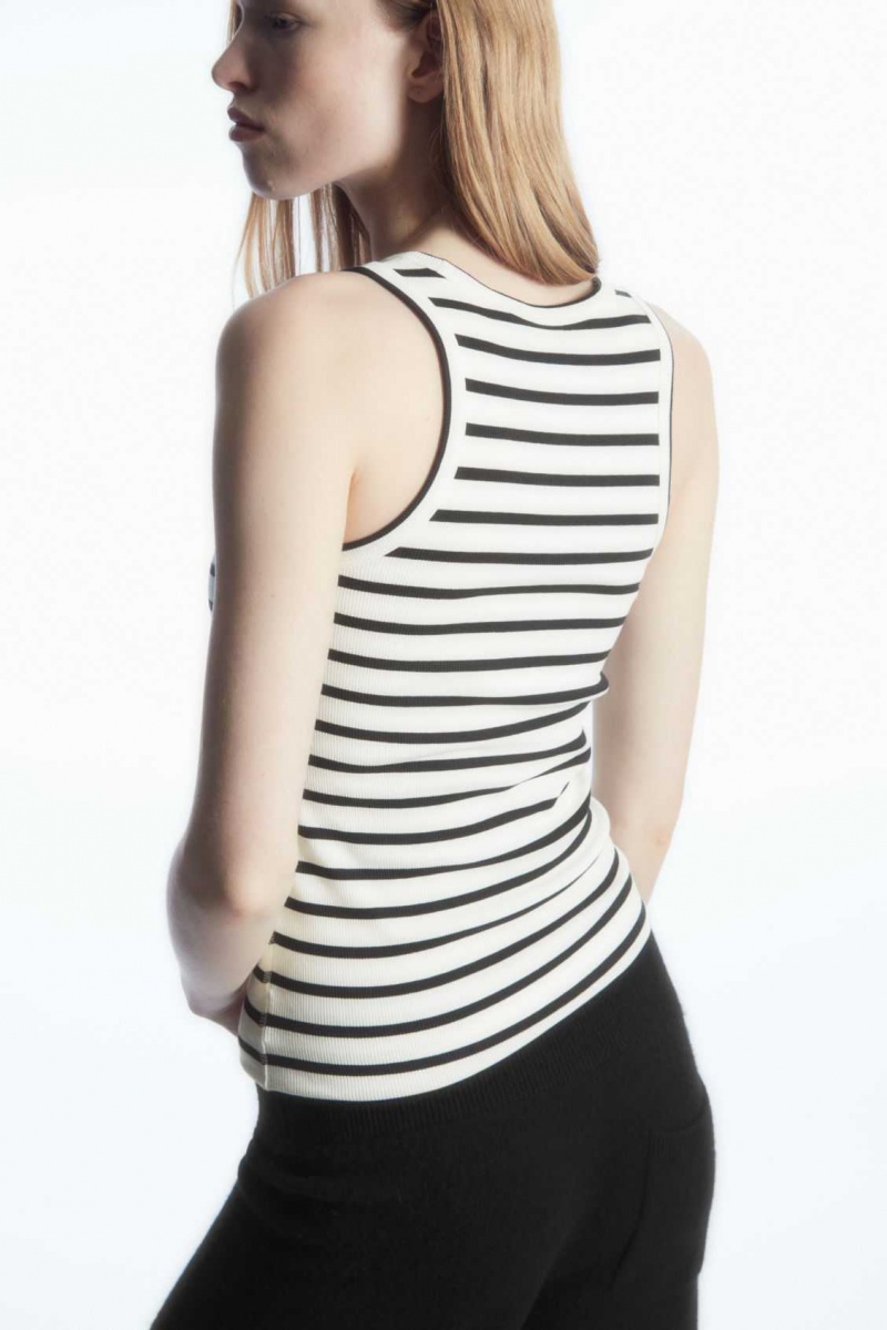 WHITE / NAVY / STRIPED COS RIBBED TANK TOP | ZJM-849137