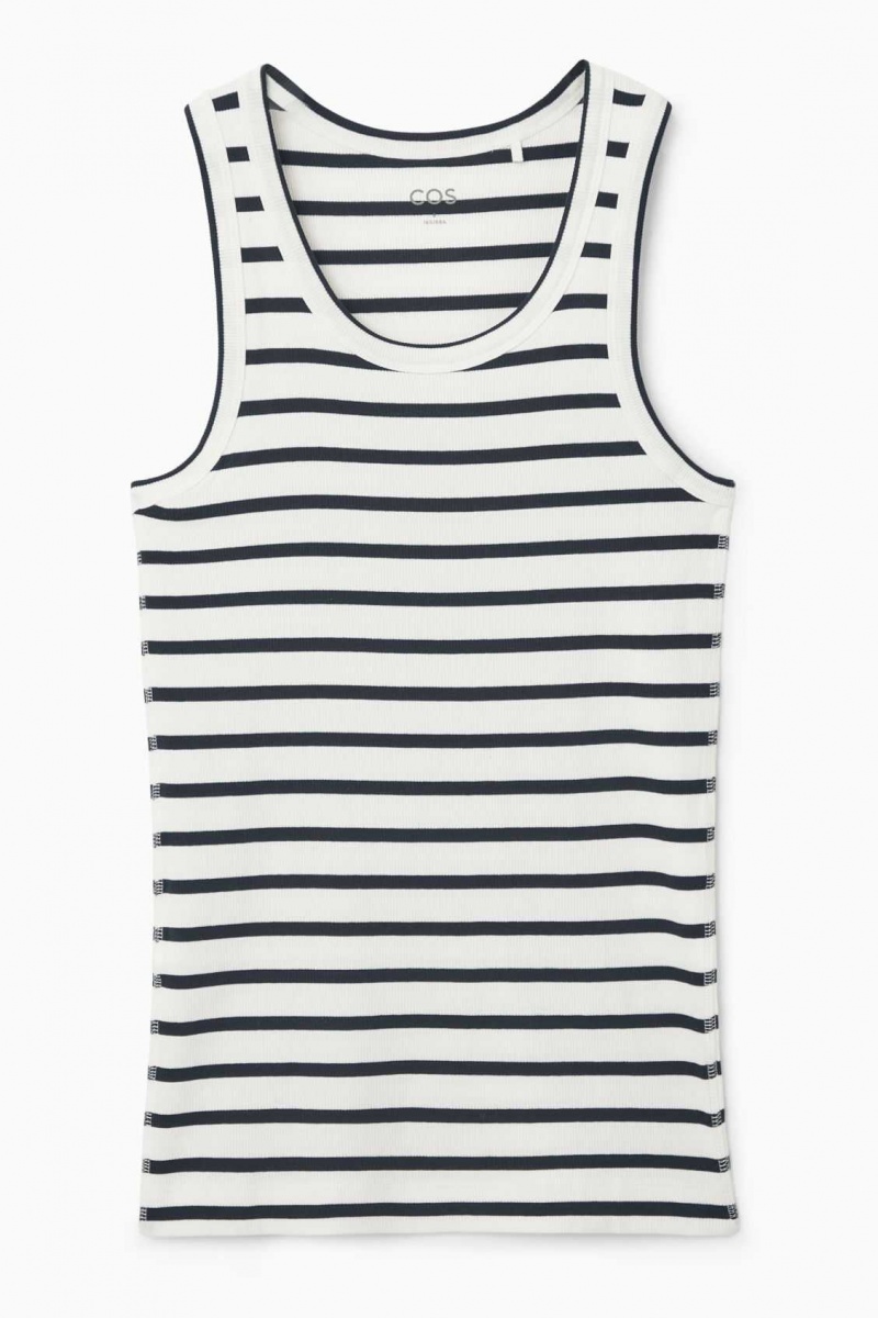 WHITE / NAVY / STRIPED COS RIBBED TANK TOP | ZJM-849137