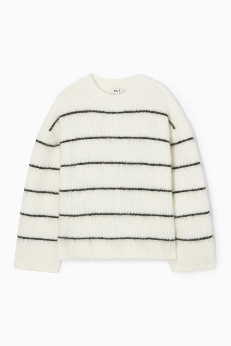 WHITE / STRIPED COS TEXTURED MOHAIR-BLEND SWEATER | JAK-372806