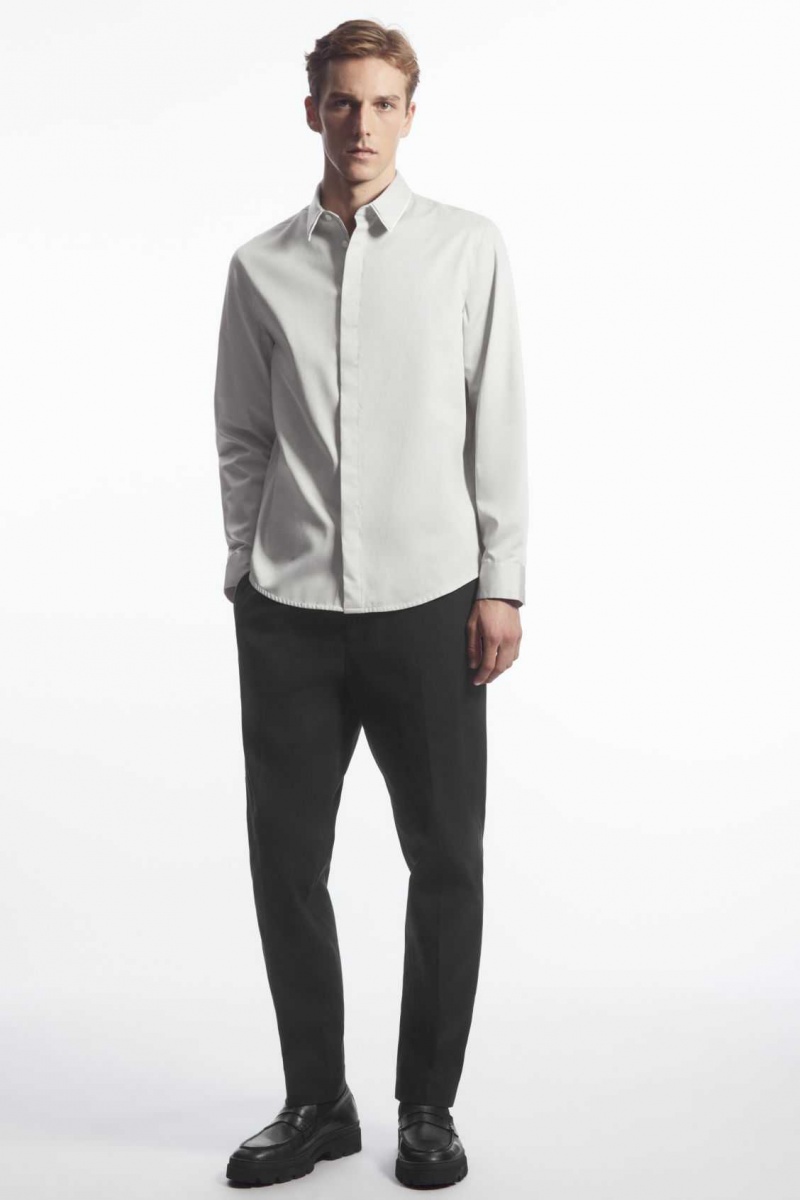 light gray COS LAYERED-COLLAR DRESS SHIRT - REGULAR | NMJ-872359